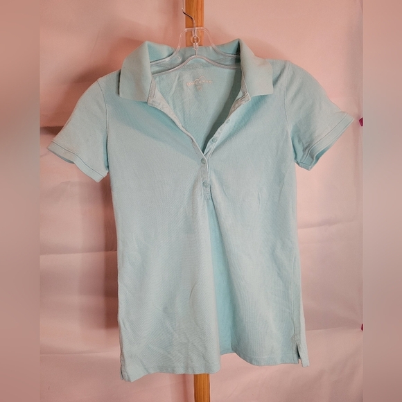 Eddie Bauer t-shirt buttons sea foam green short sleeve XS - Picture 1 of 4